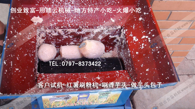 紅薯刷粉機(jī)-刷芋頭粉-芋頭包子-客戶試機(jī)-贛云機(jī)械